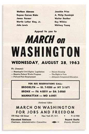 (CIVIL RIGHTS.) Group of 4 items from the March on Washington.